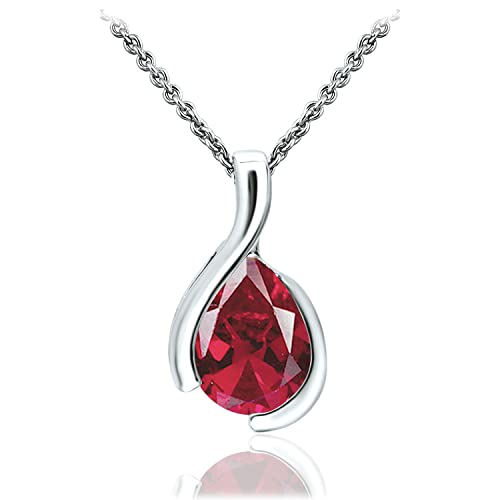 Sea Of Ice Pear Shape Teardrop Natural Gemstones Pendant Necklace -Red Garnet 9X7Mm Pear Shape With Sterling Silver Necklace 18 Inch - Necklaces For Everyday Wear cover