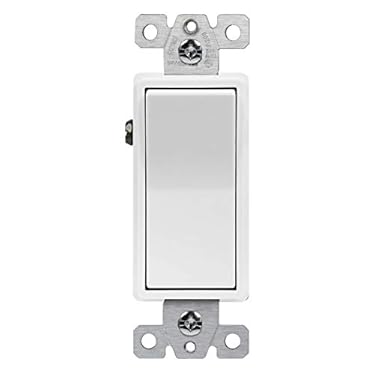AMAZON - ENERLITES Single Pole Decorator Paddle Light Switch, Commercial Grade, 20A 120V-277V, Grounding Screw, Back Insert and Side Terminals, 91200-W, White