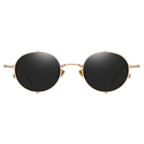 kachawoo Steampunk Sunglasses Side Shields Metal Women Vintage Round Sun Glasses for Male Hollow2