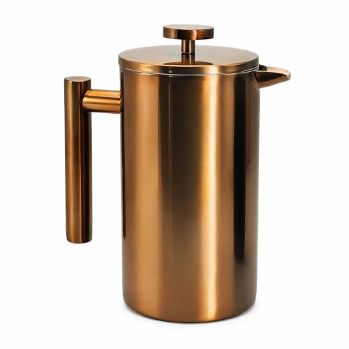 YJX 34oz French Press Coffee Maker, Copper Insulated Coffee Pot