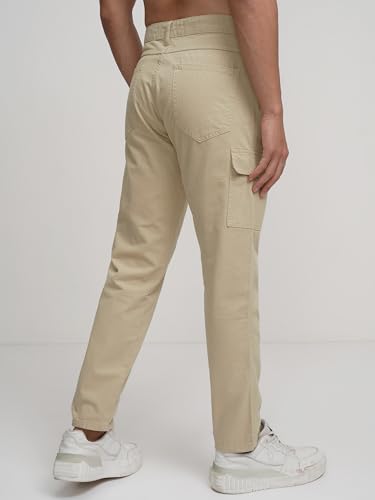 Image of Highlander Men's Tapered Fit | Cargo Trousers | Sleek & Functional | Utility Pockets | Trouser for Men | Men Trousers