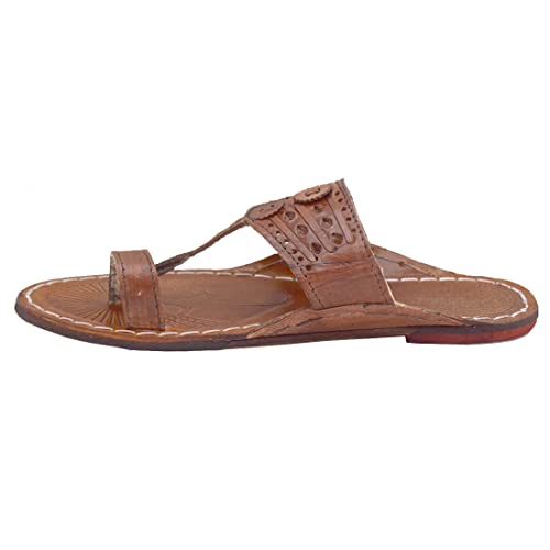 Royal-Khwaab-Mens-DailyCasualEthnicwear-Slip-on-Brown-Color-Flat-Handmade-Kolhapuri-Chappal-Brown