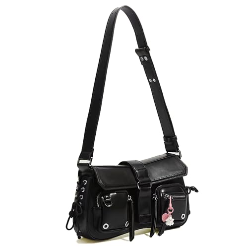 Small Shoulder Bag for Women, Black Y2K Shoulder Handbag with a Cute Halloween Pendant for Women Clutch Classic Retro Satchel Bag