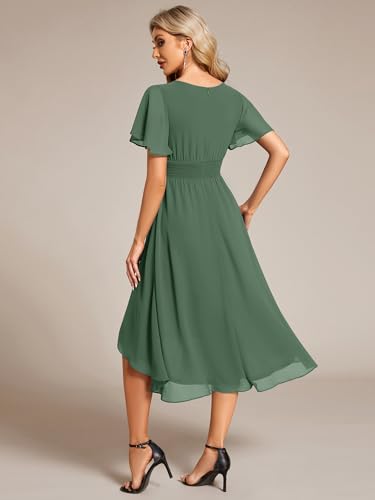 Image of Ever-Pretty Women's Chiffon Crew Neck Empire Waist Wedding Guest Dress Summer Short Sleeve Semi Formal Dresses 02053