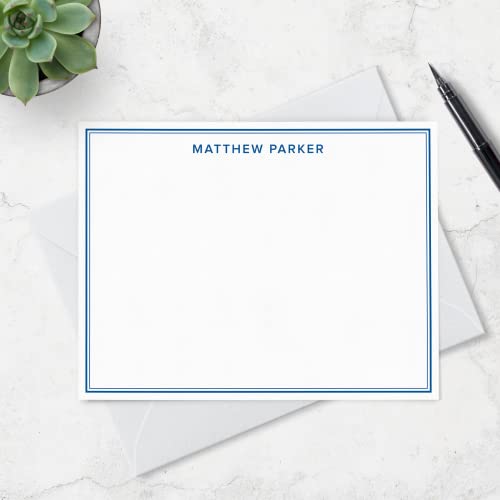 Fairmont & Grove Personalized Note Cards Stationery For Men With Name And Border thumb #2