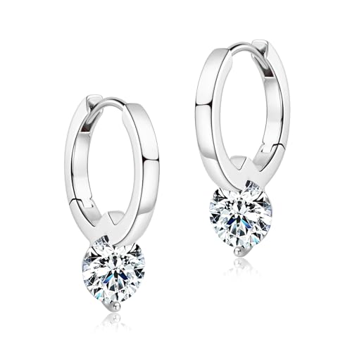 14K Gold Over S925 Sterling Silver1 Carat Diamond Hoop Earrings for Women -VVS1 D-color - Thoughtful Birthday Gift for Mom
