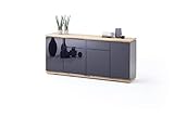 Poids : 87 kg PEGANE Commode en chêne Massif laqué Noir Brillant - L182 x H81 x P40 cm