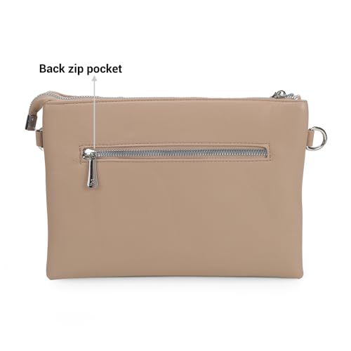 Image of Mochi Women Casual Pu Soft Body Zipper Closure Solid Sling Bag With 2 Pocket And 1 Compartments