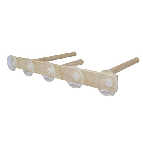 Image of Litewoo Wood Bird Perch Parrot Stand Parrot Standing Bar Toy Parrot Bath Stands Suppllies Shower Perch with Wall Sucker (Burlywood)