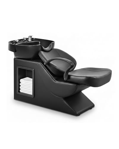 Salon Shampoo Bowl and Chair Set with Storage