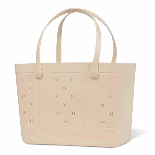 Hurley Rubber Tote Bag - Beach Bags Waterproof Sandproof Easy-Clean Freestanding EVA Plastic Hose-Clean Large Lightweight Pool Bag Sizes 16-19