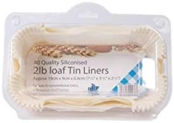 Essential Housewares FP2LOAF Pack of 40 Greasproof 2lb Loaf Tin Liners, Silicon, White