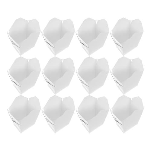 Zerodeko Boîtes à Emporter Compactes et Faciles à Transporter Lot de 50 Blanches en Papier avec Poignée en Fil Métallique pour Plats à Emporter et Repas Bureau