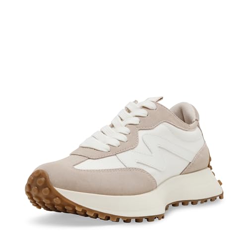 Steve Madden Women's Campo Sneaker, Beige Multi, 8.5