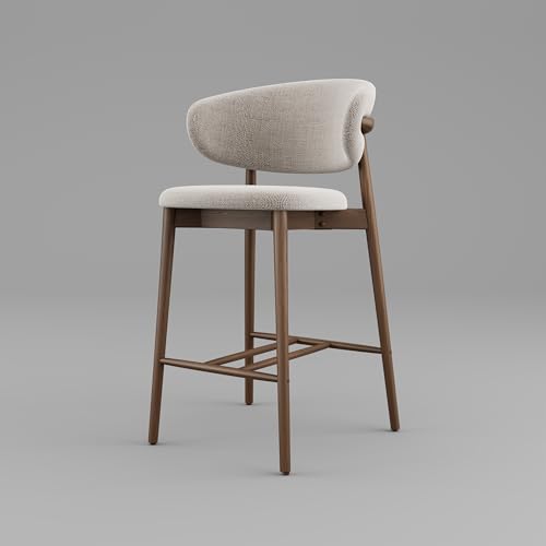Juego de 2 sillas de comedor ergonómicas de madera maciza con respaldo curvado, asiento tapizado, almohadillas ajustables para comedor