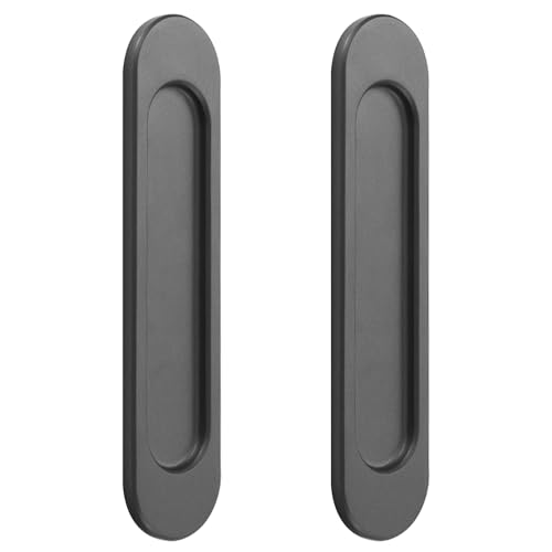 Biglumin 2 Piezas Tiradores De Puerta Corredera Autoadhesivos,Tirador Puerta Corredera Aluminio, No Requiere Perforación, Adecuado Para Armarios,Ventanas,148mm Esquina Redondeada Gris