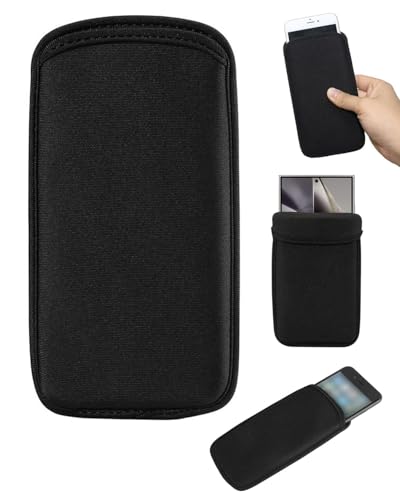 ZEXIJOW Étui/chaussette universel en nylon mesh pour smartphones jusqu'à 6,5 pouces, noir,Avec revêtement antichoc en néoprène,Compatible avec les...