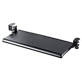 サンワダイレクト キーボードスライダー 後付け クランプ フルキーボード マウス収納対応 4段階高さ調整 Lサイズ (※設置サイズご確認ください) 100-KB008