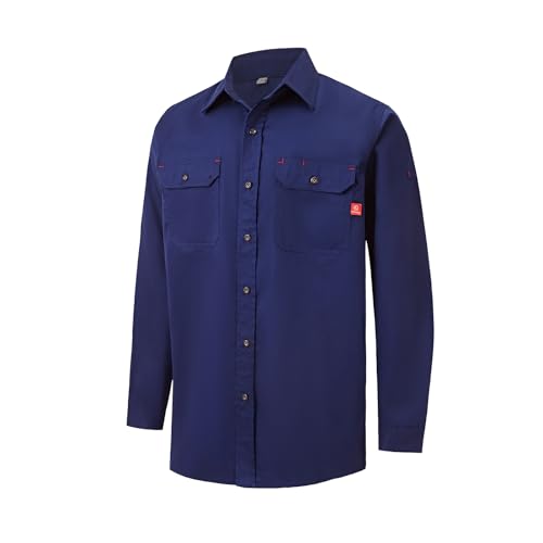 Image of Ousafeve FR Shirts for Men Hi Vis 6.5oz Flame Resistant Welding Shirts | UL Certified, Loose Fit, 100% Cotton, NFPA2112 CAT2 Arc Flash Rated, Fire Retardant Shirt for Men