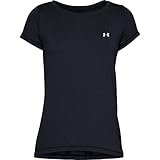 Under Armour Women's HeatGear Armour Short-Sleeve T-Shirt , Black (001)/Metallic Silver , Medium