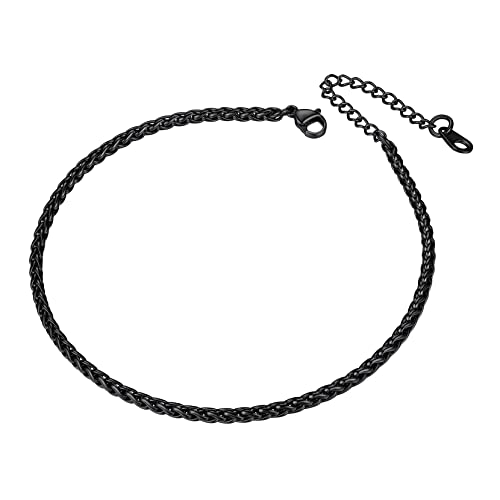 Richsteel RA20255H-3-8-RUS Black Anklets For Women Summer Ankle Bracelets Teen Girls Foot Spiga Link Chain Beach Waterproof Jewelry 3Mm 9 Inches cover