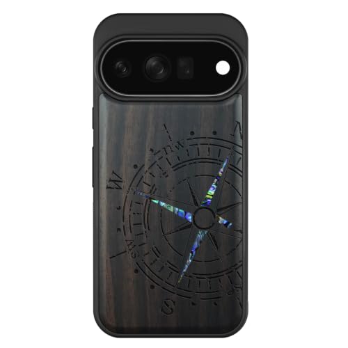 Coque Pixel 11 Pro XL bois magnétique Carveit protection boussole sombre et étui antichoc