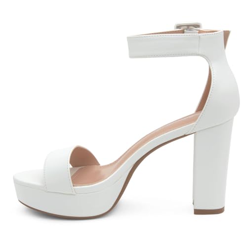 Image of Herstyle Women's Chunky Platform Heels - 4 Inch Block Heeled Sandals, Open Toe Dressy Strappy Heels with Ankle Strap for Wedding, Prom, Party & Graduation