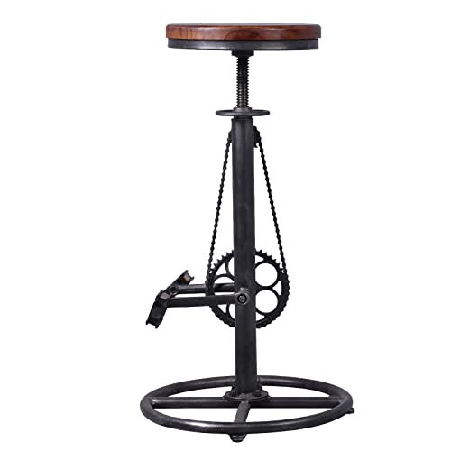 Bokkolik Set Of 2 Industrial Bar Stool-Swivel Vintage Coffee Kitchen Dining Island Chair-Bike Pedal Footrest-Extra Tall Pub Height Adjustable 29-37" #TOP7