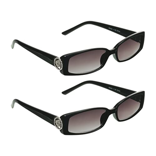Image of proSPORT Full Lens Reading Sunglass Tinted Readers Women Small Gold or Silver Lion Crest Medusa Emblem Logo NOT BIFOCAL