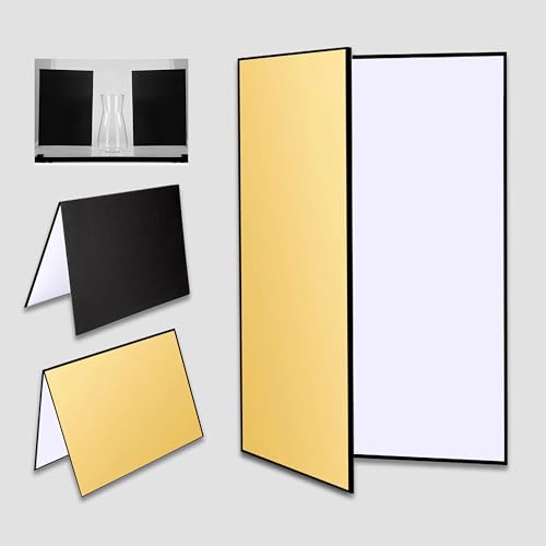 FloraVigo 3-i-1 fotografiskt reflekterande ark kortbräda, 42 x 30 cm fällbart ljus diffuser bakgrund A4 reflekterande ark för fod, Jewelry, Still Life fotografi (vit/guld/svart)