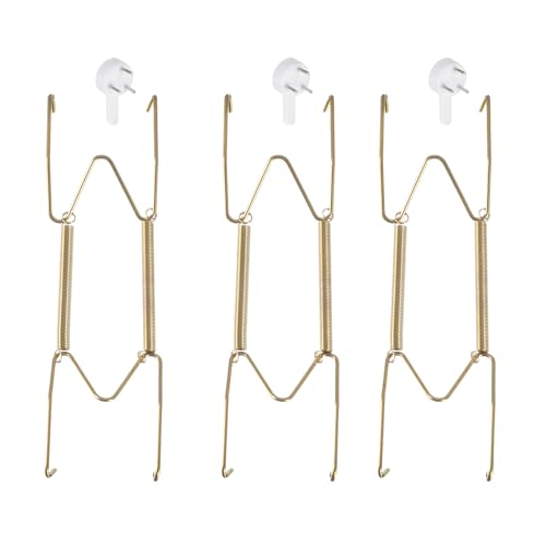 Image of uxcell 3pcs Plate Hanger, 6 Inch Stainless Steel Invisible Wall Plate Hangers with Wall Decorative Hooks and Tip Protector for Decorative Plates and Art