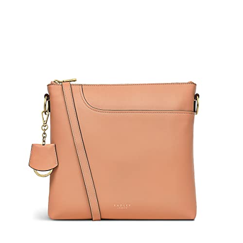 RADLEY London Pocket 2.0 レディース ミディアム レザー ジップ トップ クロスボディ バッグ, グレープフルーツ, 9.4 inches (W) x 10.2 inches (H) x 1 inch (D)