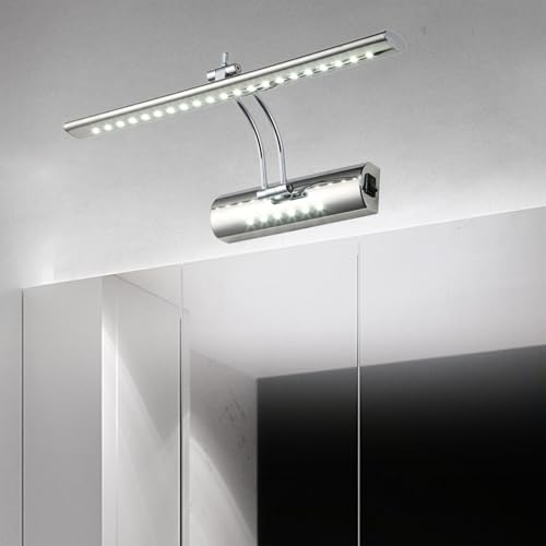 LED Specchio Bagno Applique da Parete con Interruttore Inox Impermeabile Lampada da Parete Estensibile Regolabile Girevole Acciaio Iluminazioni per Pareti Immagine Trucco (Luce Bianca Argentata,40cm)