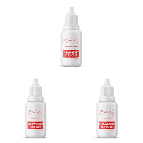 Image of BAKE KING Strawberry Flavour Essence 30ml | Baking Essential Ideal for Cakes, Jams, Cookies, Ice Creams, Chocolate (Pack of 3)