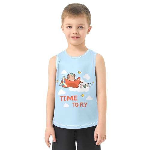 Cute Capybara Pilot Blue Boys Tank Top Sleeveless Quick Dry Athletic T-Shirts 3-10T2