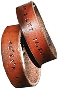 Set of 2 Personalized Couple Handmade Leather Cuff Bracelets - Custom Wristband Accessories, Anniversary Gifts, Valentine's day Gift, Engraved Name, Initial Unique Personalized Gifts #Brown