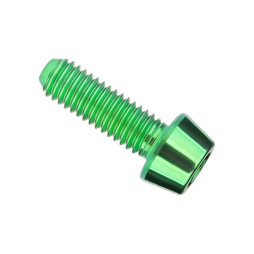 Image of Titanium Ti Bolt M5x9 16 18 20 25 30 35 40 45 50 55 60mm Tapered Head Screws Pack of 4 (M5x16mm, Green)
