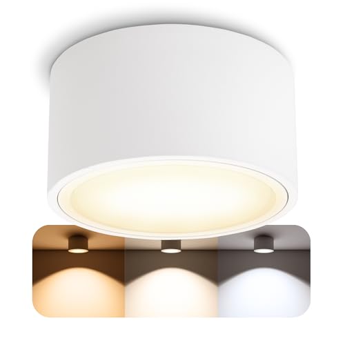 SSC-LUXon CELI-X LED Aufbauspot flach mit gro&szlig;er Leuchtfl&auml;che - LED GX53 mit 5W drei einstellbaren Lichtfarben 3CCT 230V - Decken Aufbaustrahler rund