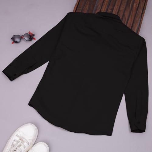 Image of Vikita Enterprise Kid Boy's Cotton Solid Shirt with Spread Collar Neck Full Sleeves Button Closure Curved Length and One Pocket | Shirt For Kids Boys