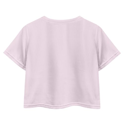 Image of Girls Fashion Crewneck Tee Shirts Casual Short Sleeve Crop Top Summer Outfits 5-14 Years Old