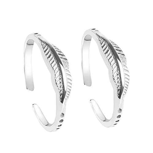Image of Clara 925 Sterling Silver Size Adjustable Toe Rings Pair Gift for Women