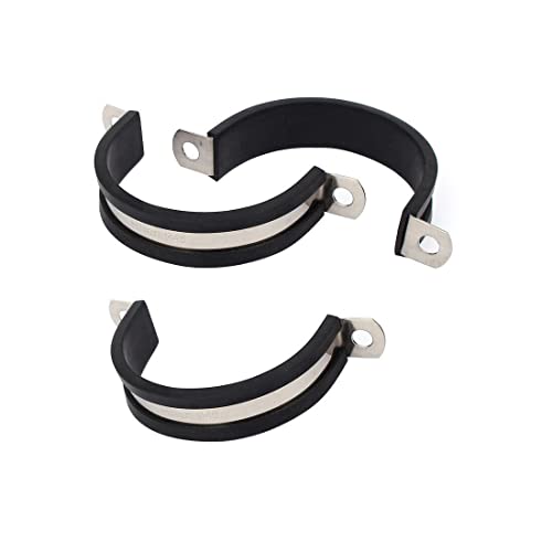 Tool parts 48mm Dia EPDM Rubber Lined U Shaped Pipe Tube Wire Clamps Clips 3pcs