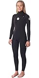  Rip Curl Damen Dawn Patrol 3/2mm Chest Zip Neoprenanzug mit Reißverschluss - Schwarz - Easy Stretch Flash Lining
