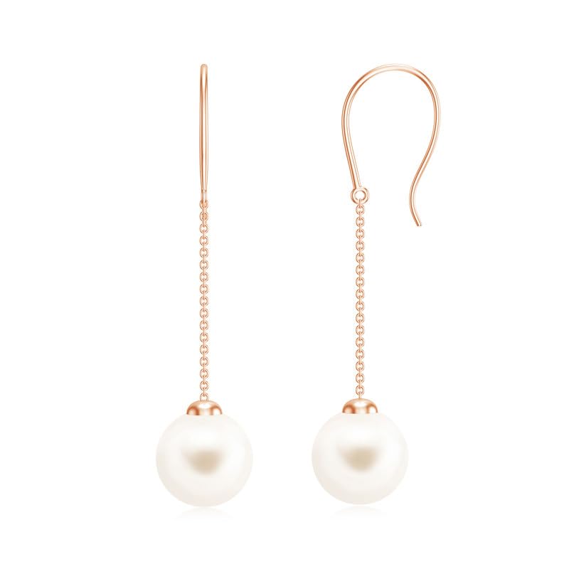 Image of Goldhartz 925 Sterling Silver Akoya Pearl and Moissanite Diamond Drop Earrings, 10MM Pearls, 14K Gold Micron Plated, Best Gift for Weddings, Anniversaries & Birthdays