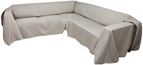 Floppy Ears Design Easy Care Linen-Look Sectional Sofa Protector (Light Tan, XXLarge 105" x 250")