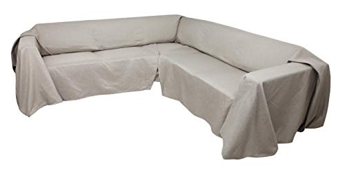 Floppy Ears Design Easy Care Linen-Look Sectional Sofa Protector (Light Tan, Xxlarge 105" X 250") #TOP3