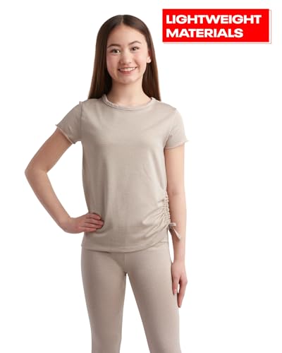 Reebok Girls Flare Leggings Set - 2 Piece Performance Cinched Hem T-Shirt and Wide Leg Yoga Pants - Girls Summer Outfit, 7-124