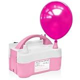 AEX Pompe à ballon électrique – Pompe à air électrique portable – (AC220-240 V 600 W) – Machine de remplissage de ballons pour décoration de fête et de festival (rose layette et blanc)