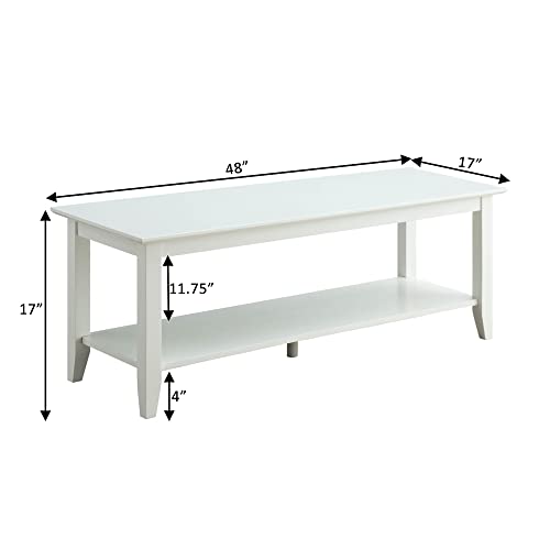 Convenience Concepts American Heritage Coffee Table with Shelf, White - Image 3