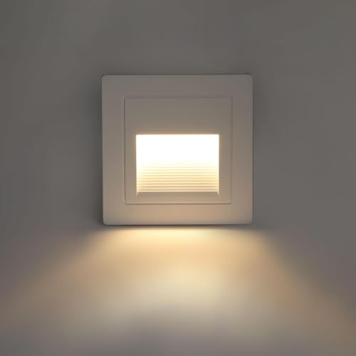 Image of JACKAL 3W LED Step Light, 120V Stair Light Indoor /Outdoor Ultra Bright, IP65 Waterproof, 3000K (WW) White Body | Perfect for Home Decor, Stairway, Pathway, Driveway, Etc. | (6 Months Warranty)
